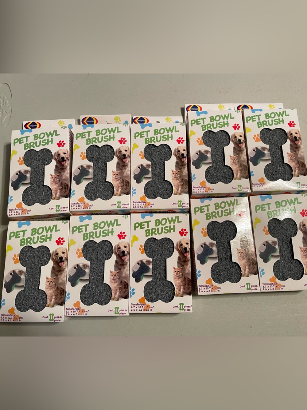 Pet Bowl Brush - Black Scrubbing Bone for Dogs & Cats Bundle x10 New